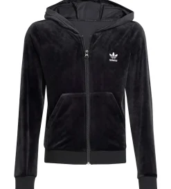 adidas Originals Hættetrøje - VELOUR Z HOODIE - Sort/Hvid