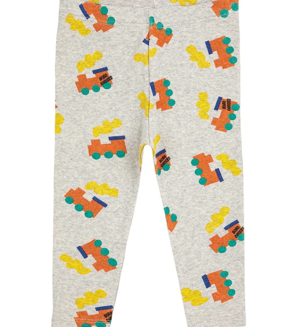 Bobo Choses Leggings - Choo Choo All Over - Light Grey Heather