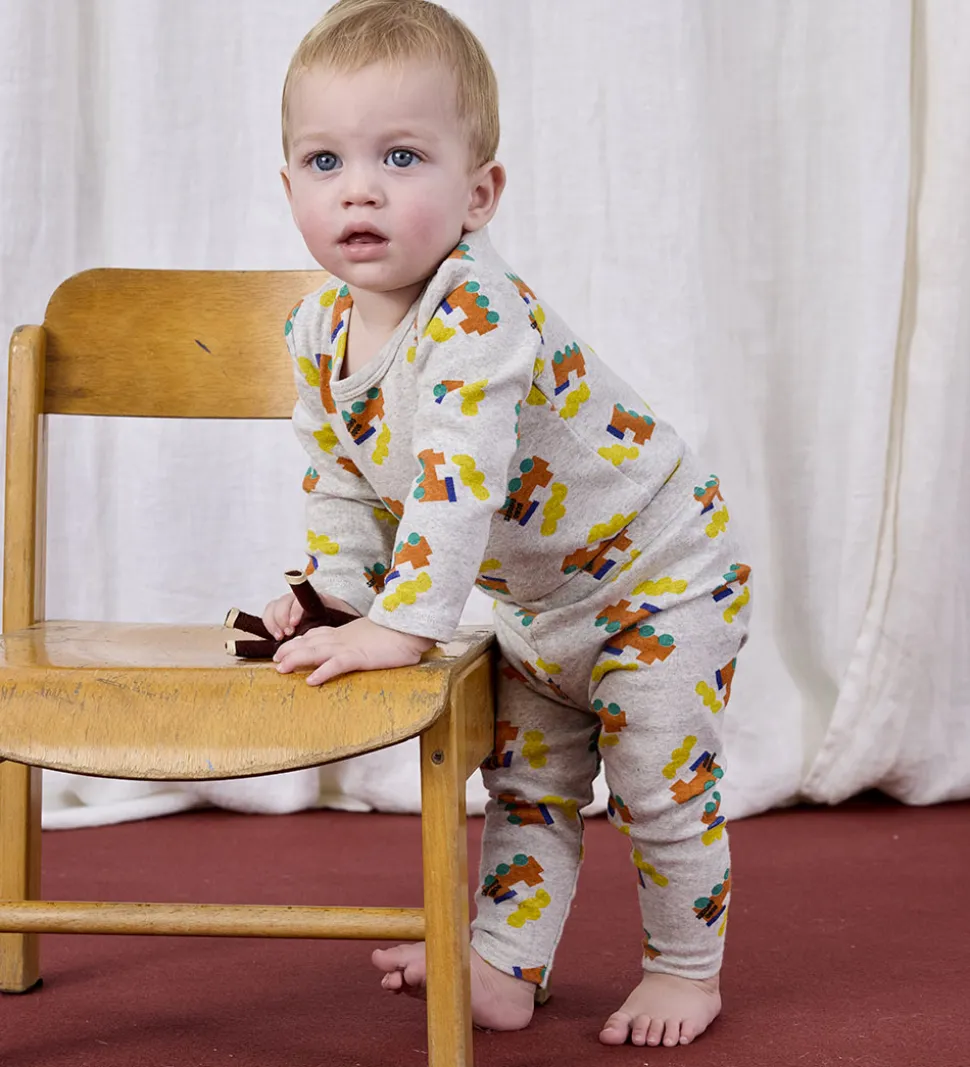 Bobo Choses Leggings - Choo Choo All Over - Light Grey Heather