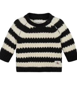 Calvin Klein Bluse - Strik - Stripe - Black/Whitecap