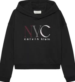 Calvin Klein Hættetrøje - Cropped - NYC Graphic - CK Black