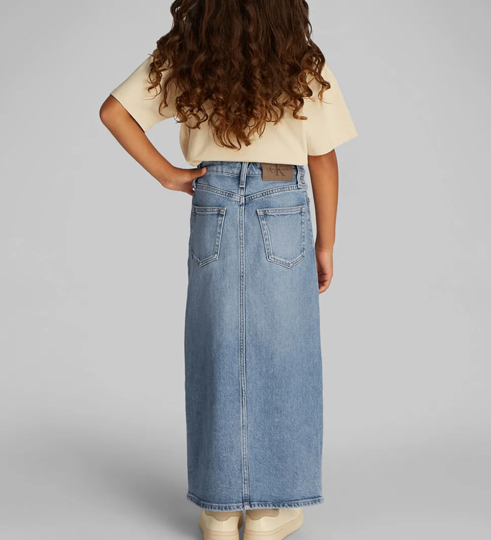 Calvin Klein Nederdel - Denim - Mid Rise Long - Cloudy Blue