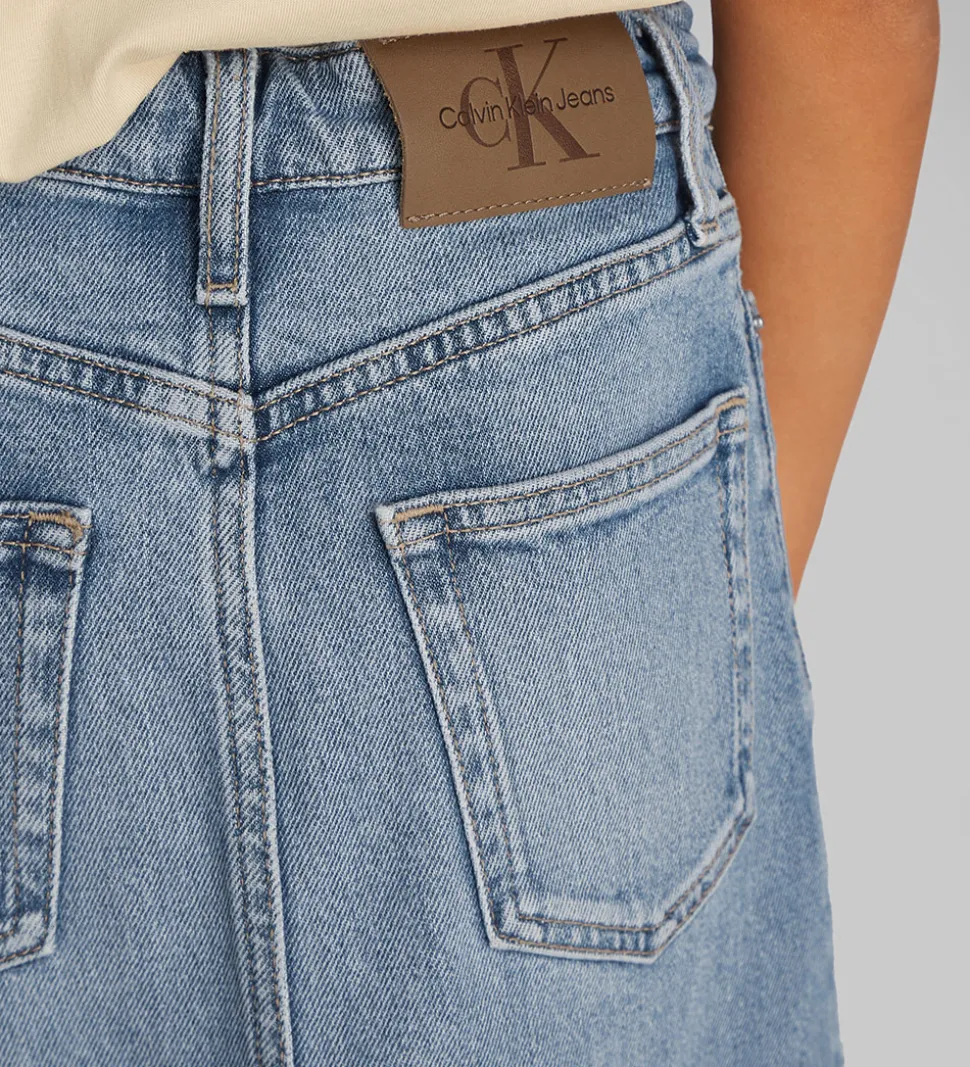 Calvin Klein Nederdel - Denim - Mid Rise Long - Cloudy Blue