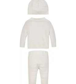 Calvin Klein Sæt - Cardigan/Bukser/Hat - Rib Strik - Ivory