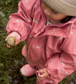 CeLaVi Regndragt m. Fleece - PU - Brick Dust m. Print