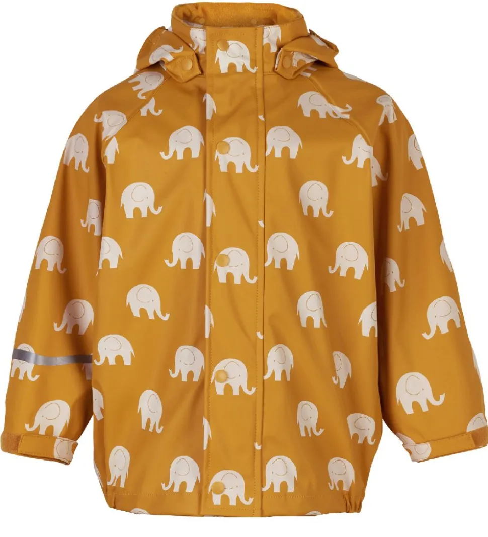 CeLaVi Regntøj - PU - Mineral Yellow m. Elefanter