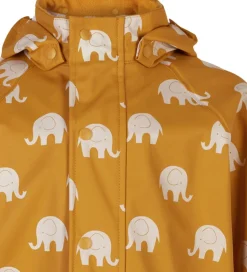 CeLaVi Regntøj m. Seler - PU - Mineral Yellow m. Elefanter