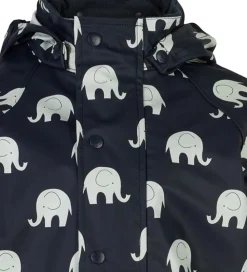 CeLaVi Regntøj m. Seler - PU - Dark Navy m. Elefanter