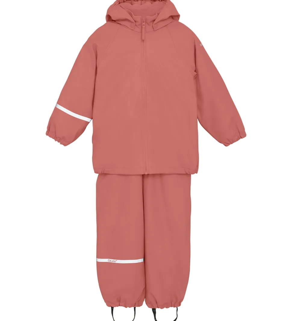 CeLaVi Regntøj m. Seler/Fleece - Recycle PU - Brick Dust