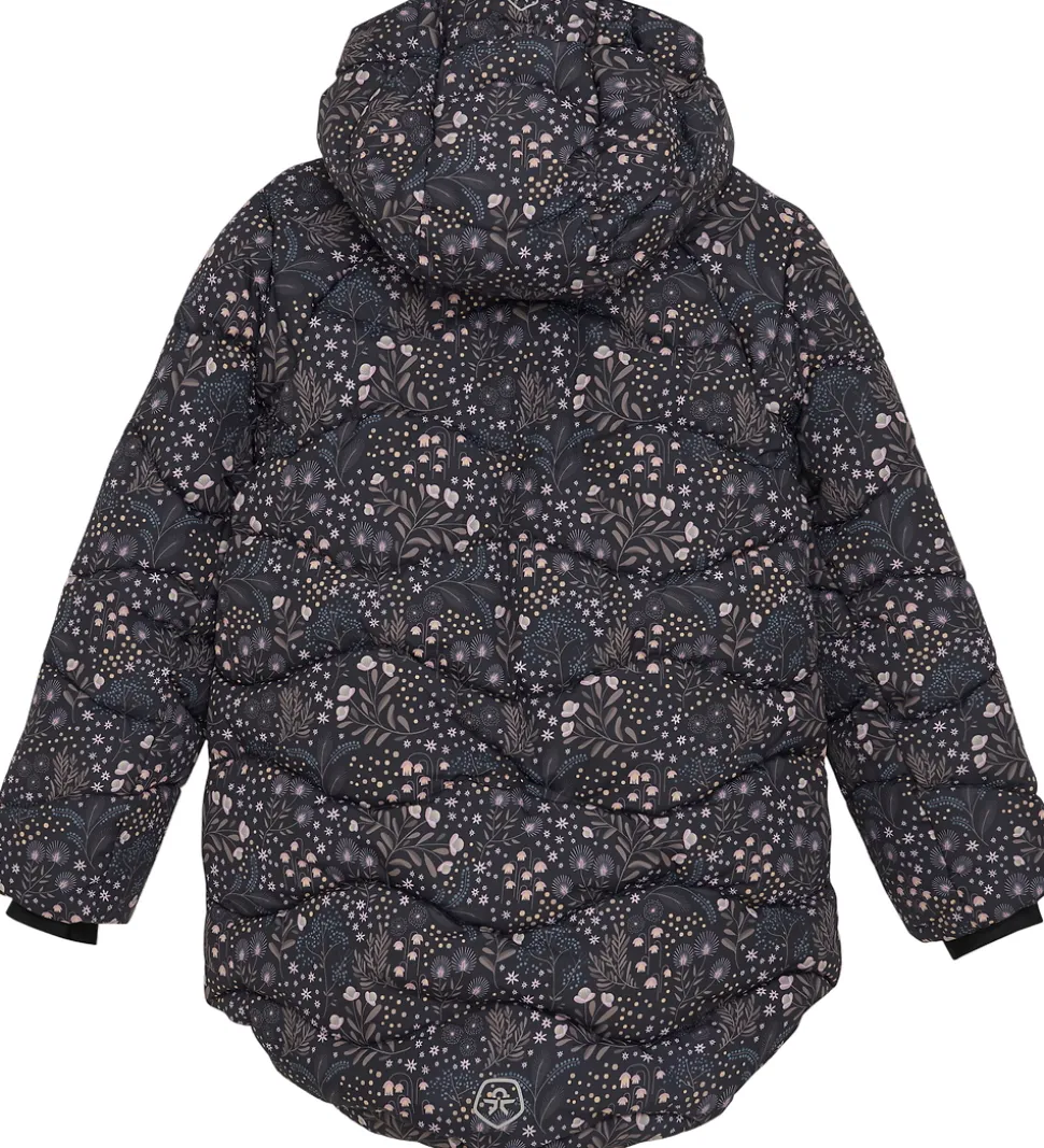 Color Kids Dynejakke - Quilt - Phantom m. Blomster