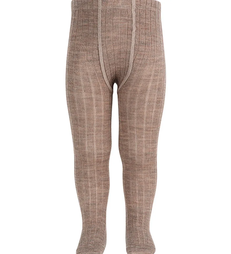 Condor Strømpebukser - Rib - Uld - Sand