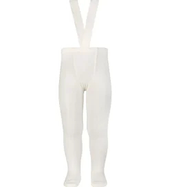 Condor Strømpebukser m. Seler - Rib - Hvid