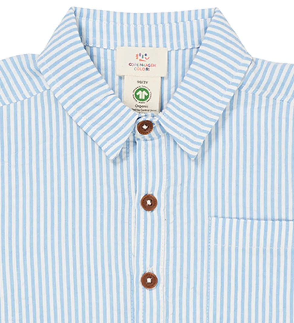 Copenhagen Colors Skjorte - Sky Blue W. Cream Stripe