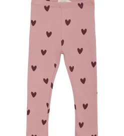 Creamie Leggings - Rib - Woodrose m. Hjerter
