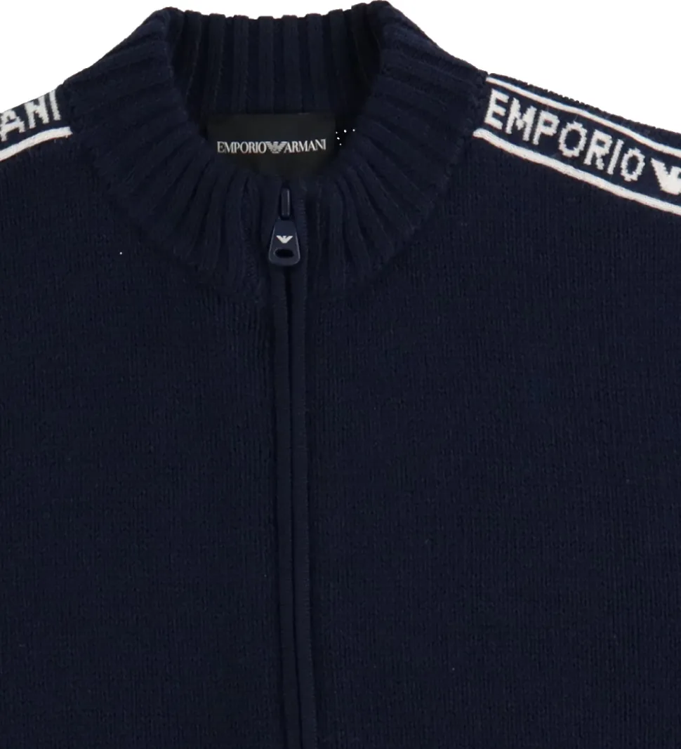 Emporio Armani Cardigan - Akryl/Uld - Navy m. Logostriber