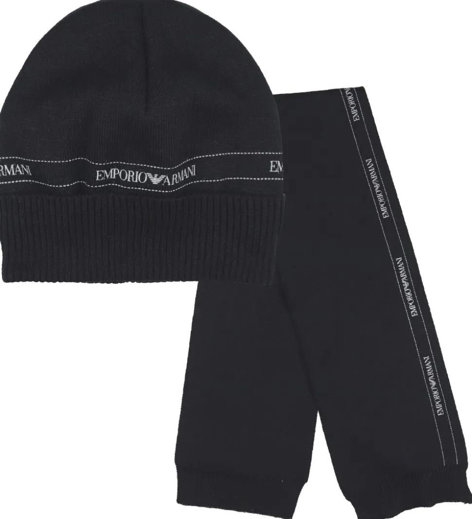 Emporio Armani Gaveæske - Hue/Halstørklæde - Uld/Bomuld - Sort