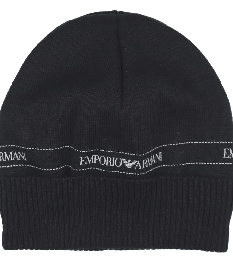 Emporio Armani Gaveæske - Hue/Halstørklæde - Uld/Bomuld - Sort