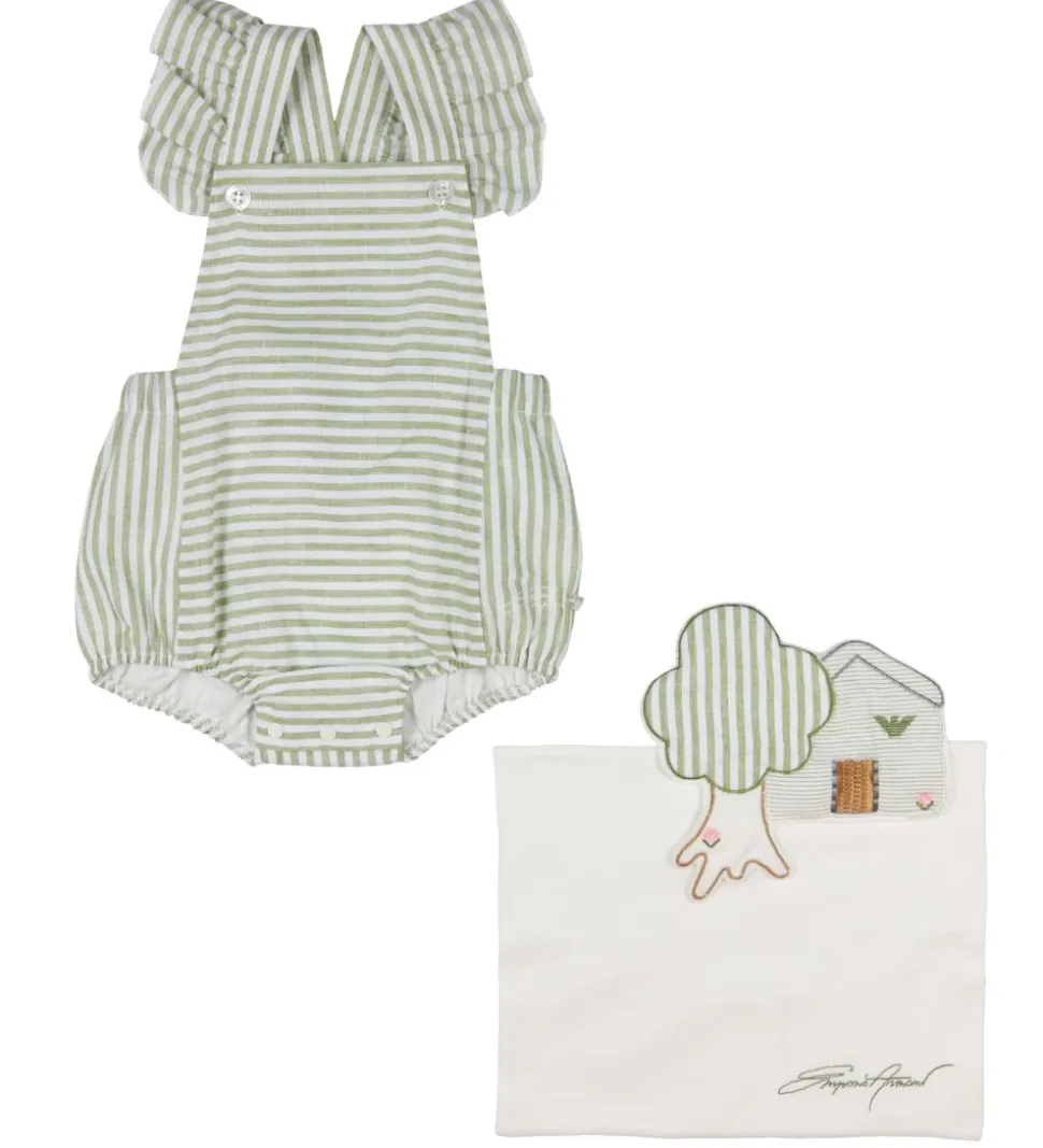 Emporio Armani Gaveæske - Sommerdragt/Nusseklud - Grøn/Hvidstrib