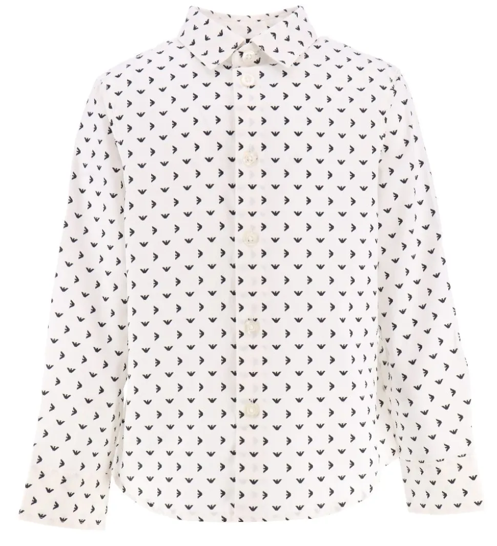 Emporio Armani Skjorte - Hvid/Sort m. Logoer