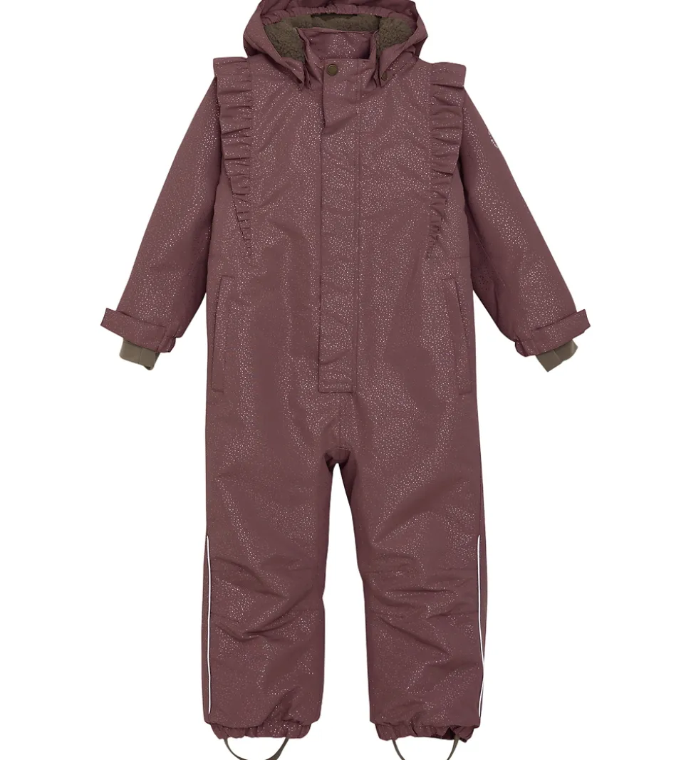 En Fant Flyverdragt - Rosa Taupe m. Guldprikker/Flæser