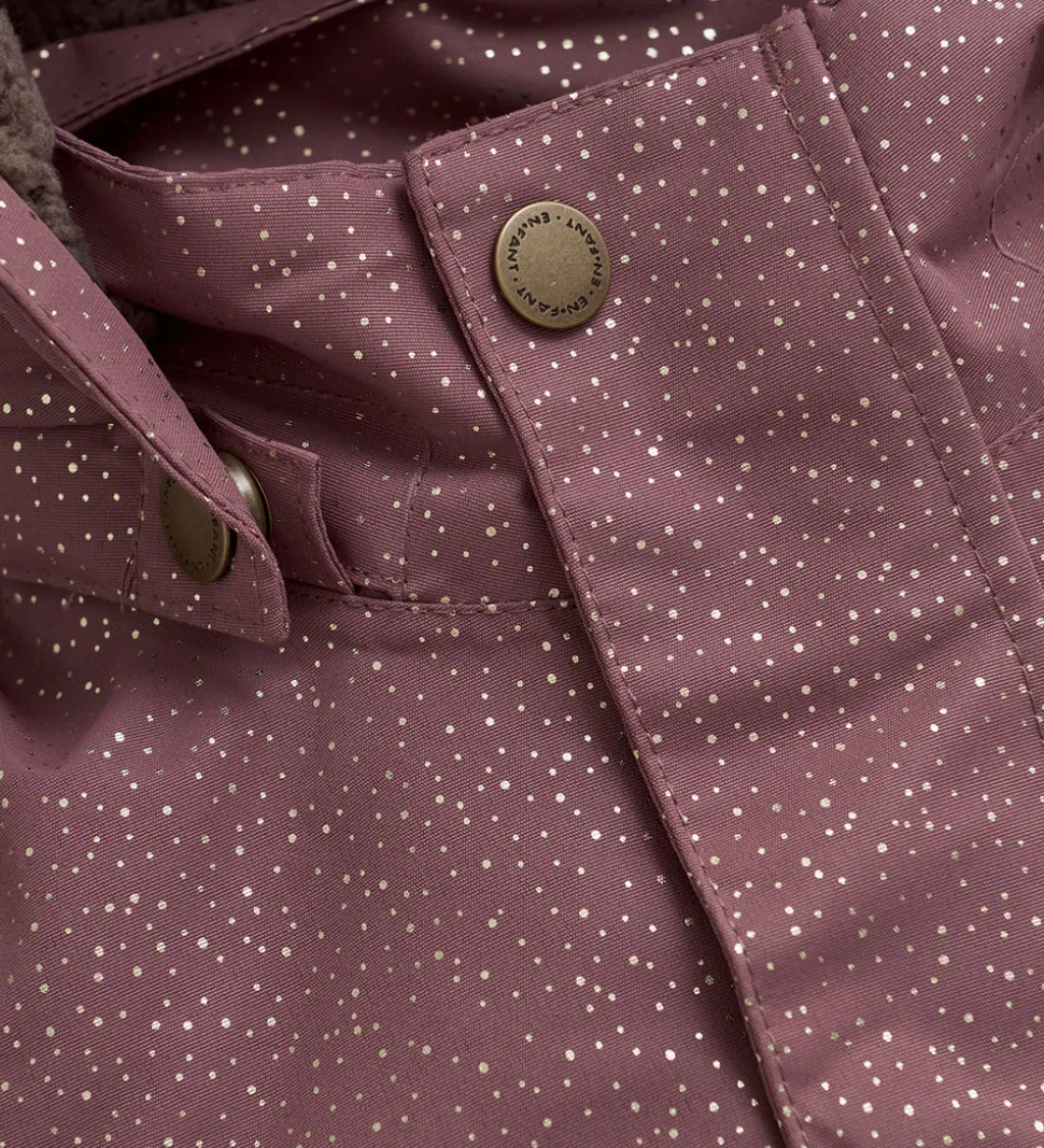 En Fant Flyverdragt - Rosa Taupe m. Guldprikker/Flæser