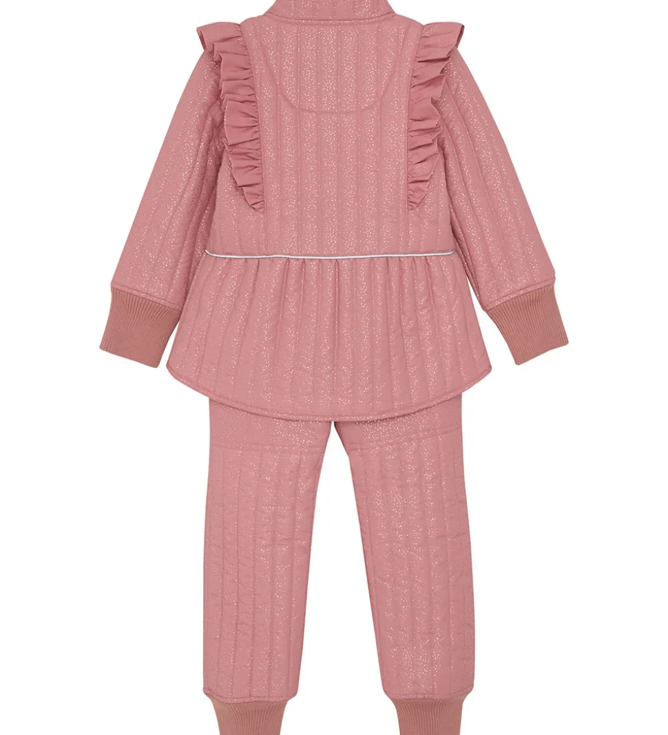 En Fant Termotøj - Old Rose m. Flæser/Glitter