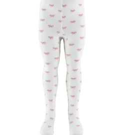 Fuzzies Strømpebukser - Hvid/Rosa m. Sløjfer