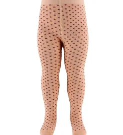 Fuzzies Strømpebukser - Lys Fersken m. Bordeaux Prikker