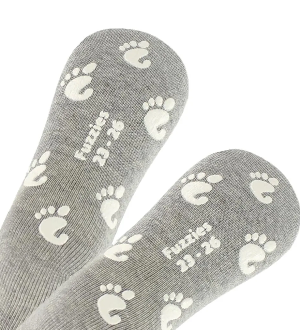 Fuzzies Strømper m. Antiskrid - Gråmeleret