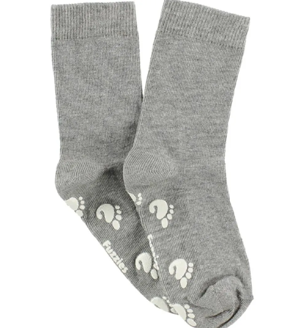 Fuzzies Strømper m. Antiskrid - Gråmeleret