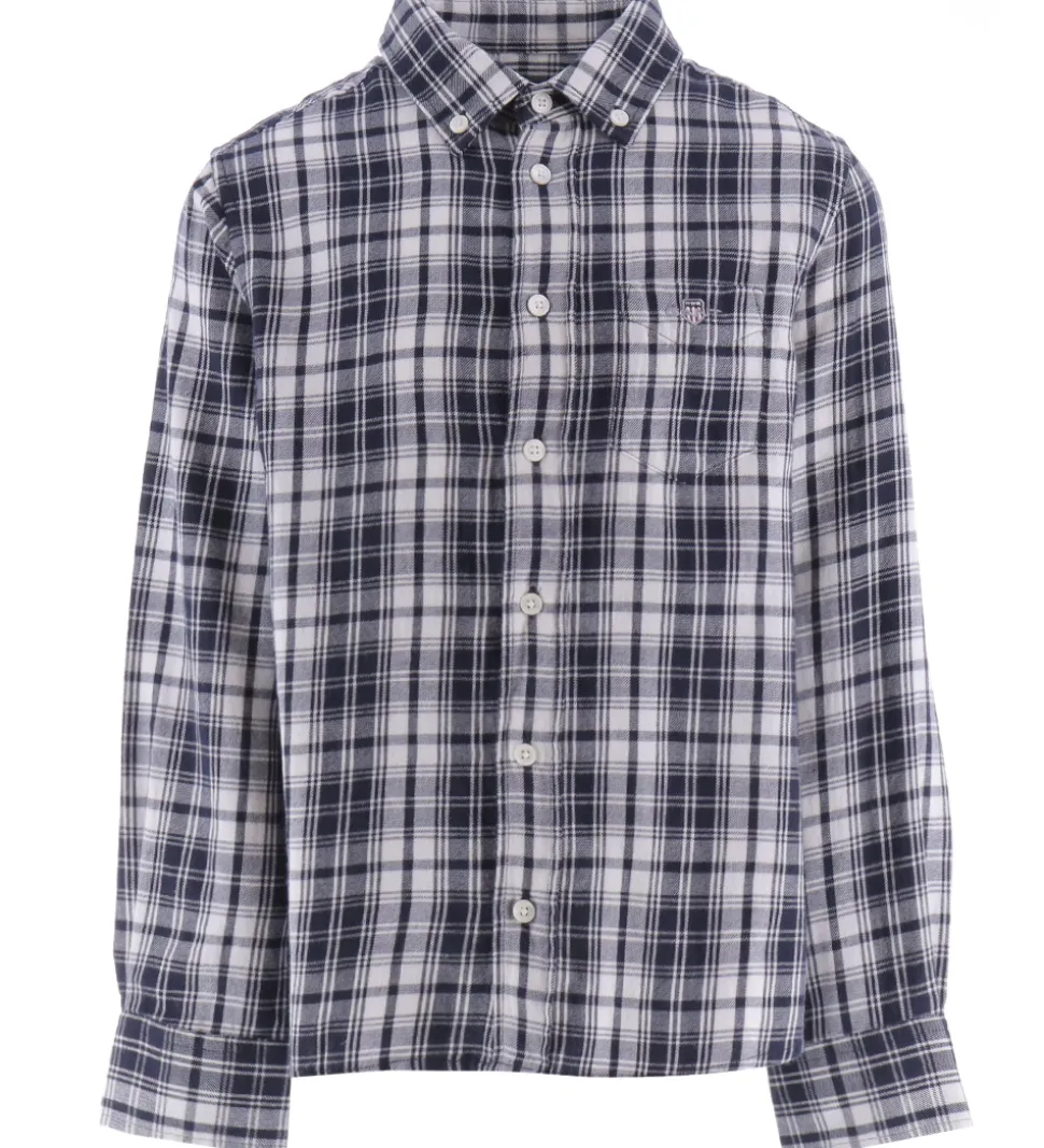 GANT Skjorte - Flonel - Evening Blue m. Tern