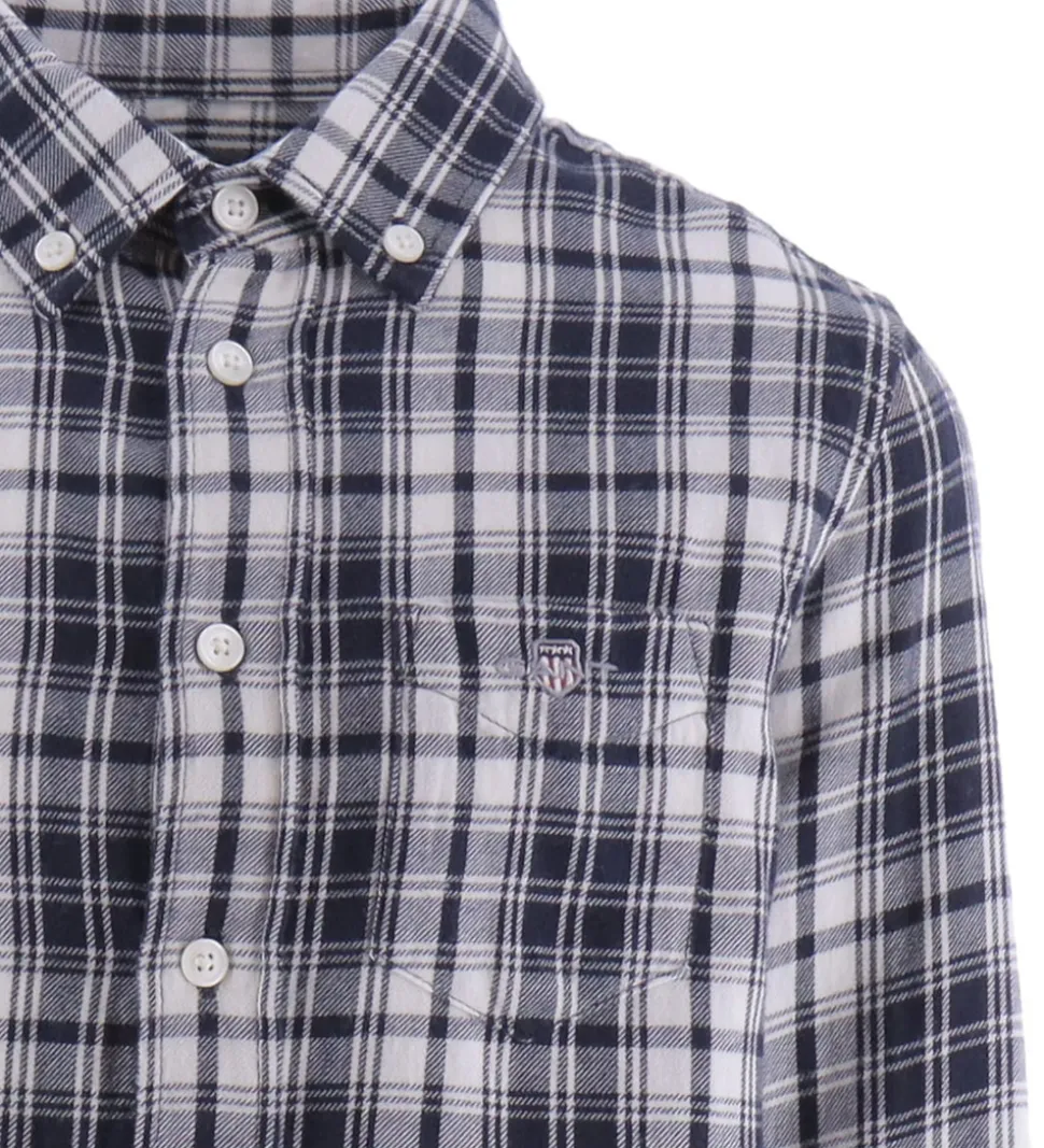 GANT Skjorte - Flonel - Evening Blue m. Tern