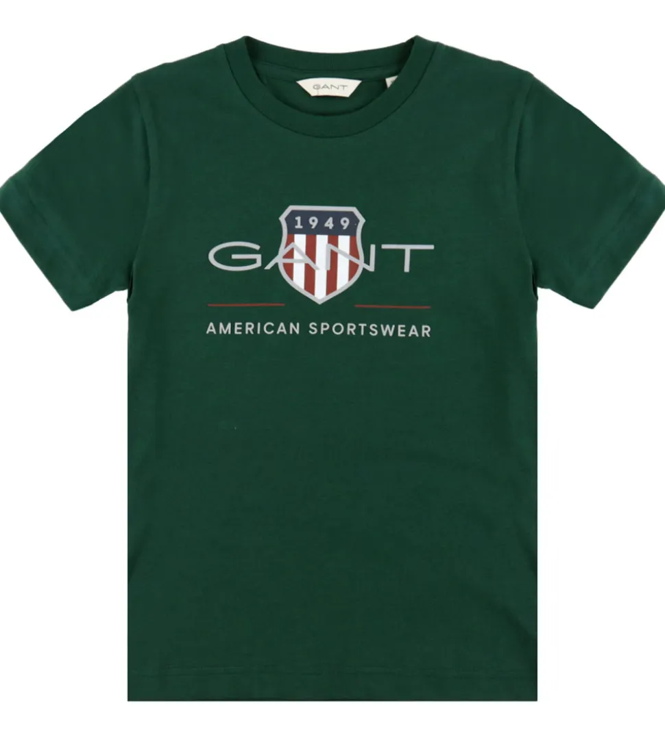 GANT T-shirt - Tartan Green m. Logo