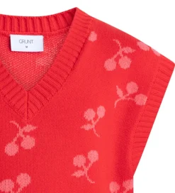 Grunt Vest - Strik - Aviana - Rød m. Kirsebær