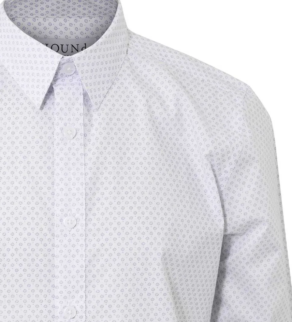 Hound Skjorte - All Over Print - Hvid m. Blå