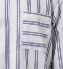 Hound Skjorte - Linen Blend - Deep Blue/Hvid