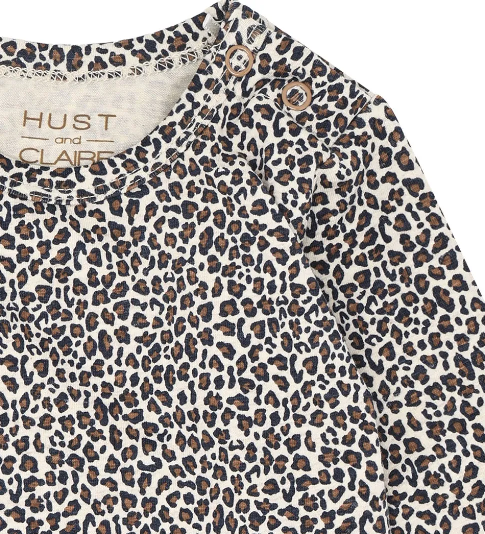 Hust and Claire Body l/æ - HCBri - Wheat Melange m. Leopardprint