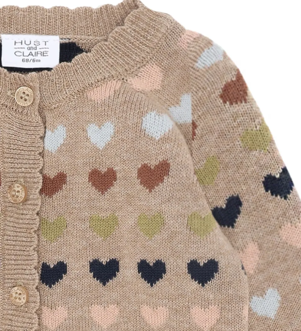 Hust and Claire Cardigan - HCCilja - Biscuit m. Hjerter