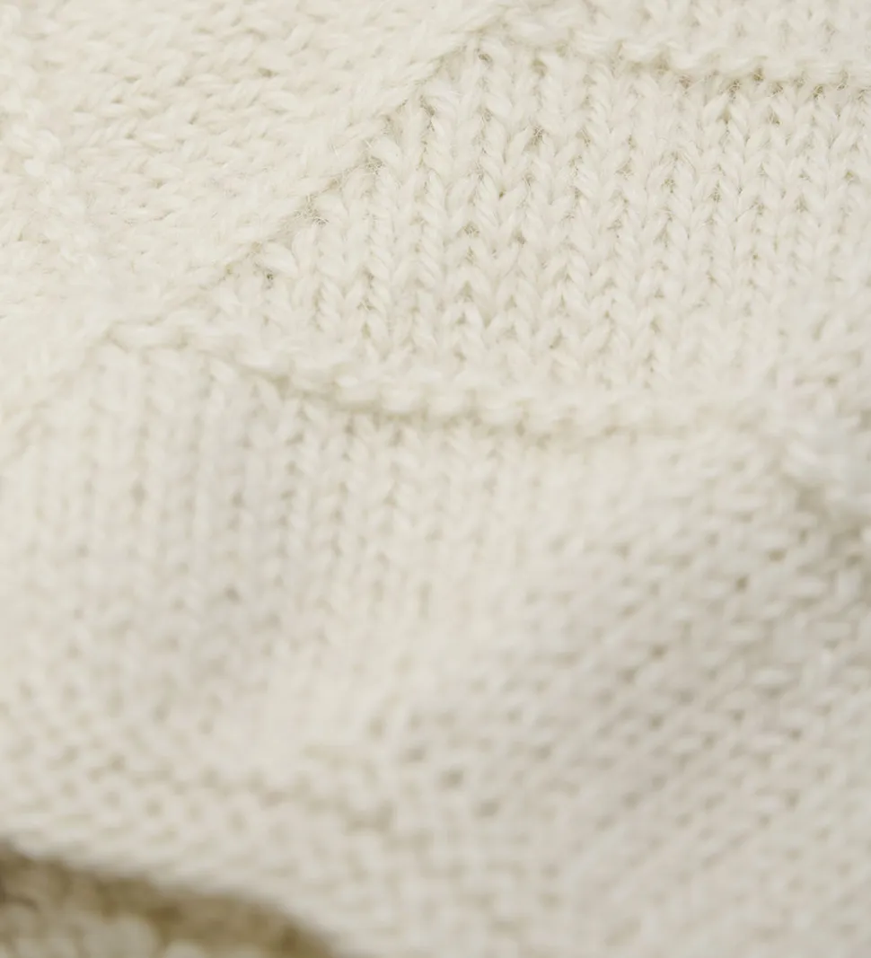 Huttelihut Babyhjelm m. Ører - Alpakauld - Strik - Off-white