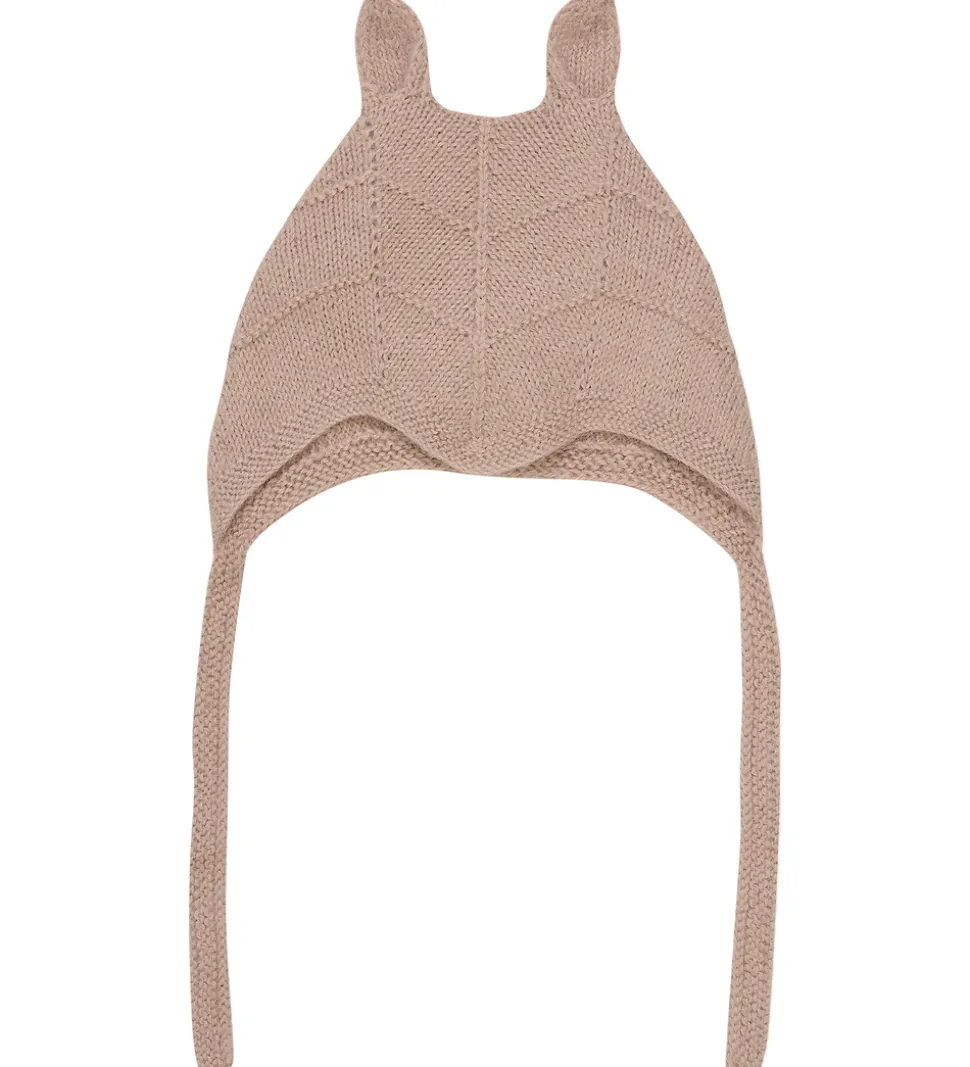 Huttelihut Babyhjelm m. Ører - Alpakauld - Strik - Mahogany Rose