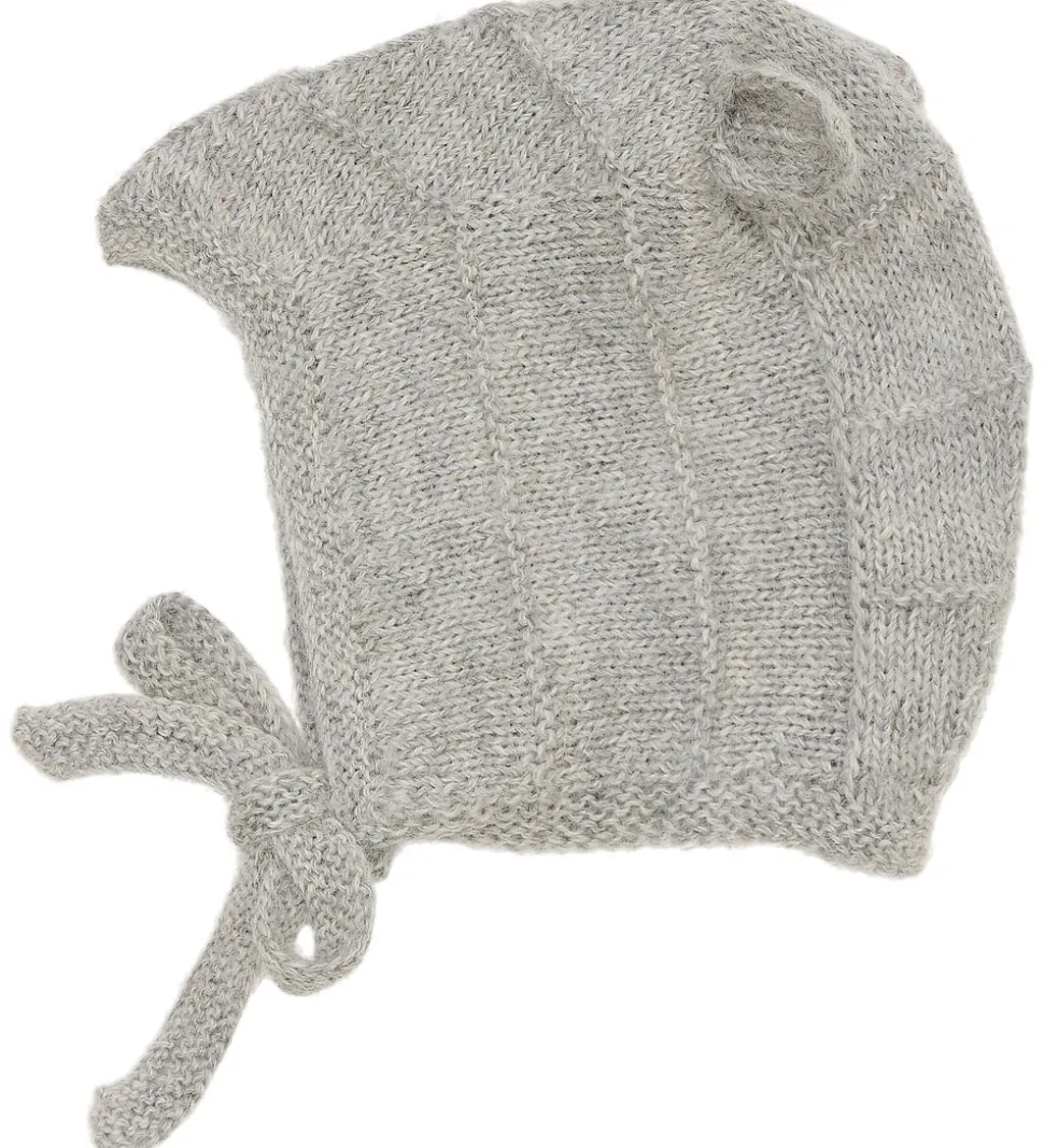 Huttelihut Babyhjelm m. Ører - Alpakauld - Strik - Gråmeleret