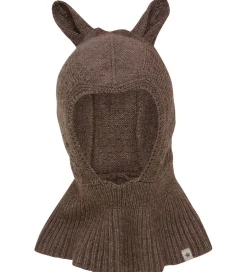 Huttelihut Elefanthue - Uld - 1-lags - Brown Melange m. Ører