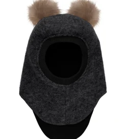 Huttelihut Elefanthue - Uld/Bomuld - 2-lags - Mørkegråmeleret