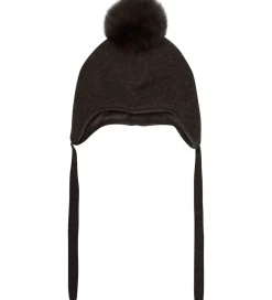 Huttelihut Hue - Uld - Dark Brown Melange m. Kvast