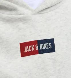 Jack & Jones Hættetrøje - JjPan - White Melange m. Logo