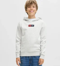 Jack & Jones Hættetrøje - JjPan - White Melange m. Logo