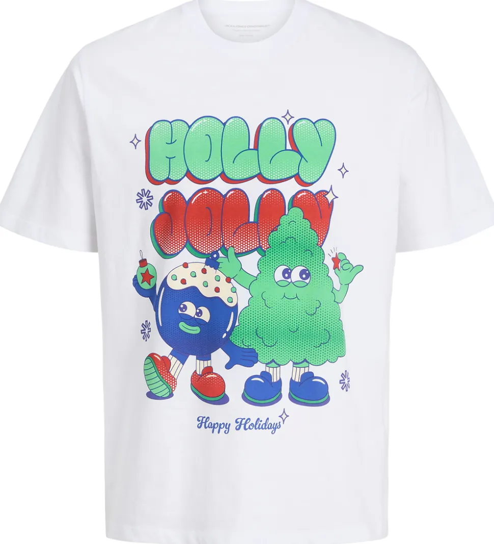 Jack & Jones T-shirt - JorHoliday Cartoon - Bright White/Holly