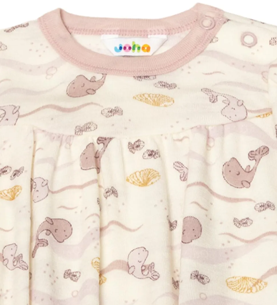 Joha Sommerdragt - Uld - Off White/Støvet Rosa m. Hval