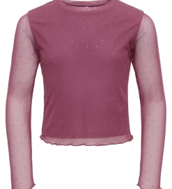 Kids Only Bluse - KogJada - Mesh - Rose Wine/Dtm Rhinestones