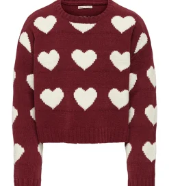 Kids Only Bluse - Strik - KogSus - Cabernet/Heart/Egret